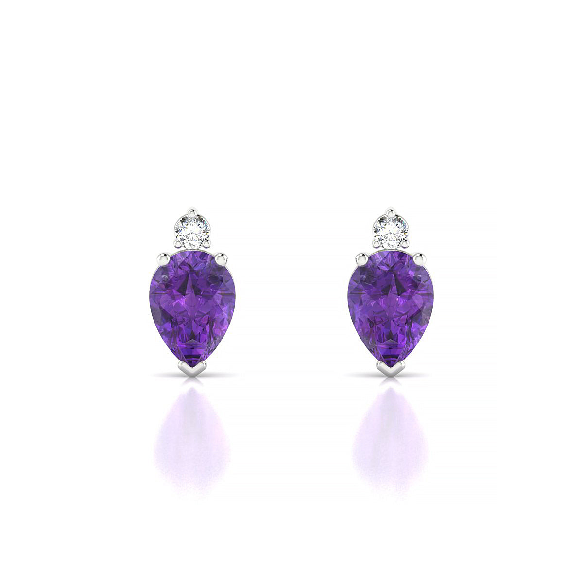 Sparkle | 18k White Gold 7 x 5 mm Pear Amethyst Earrings