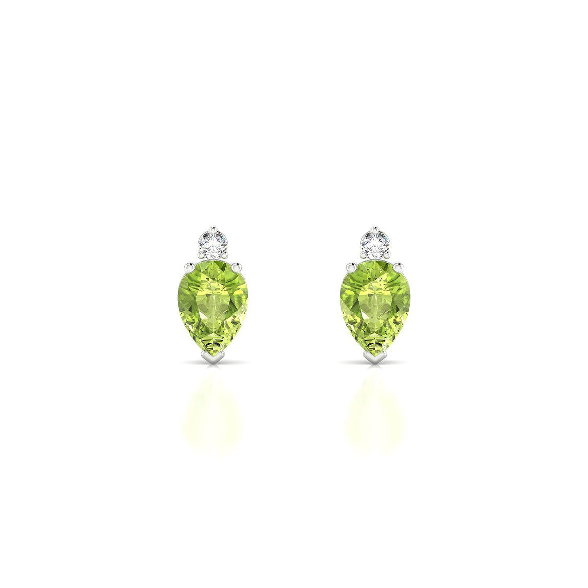 Sparkle | 18k White Gold 7 x 5 mm Pear Peridot Earrings