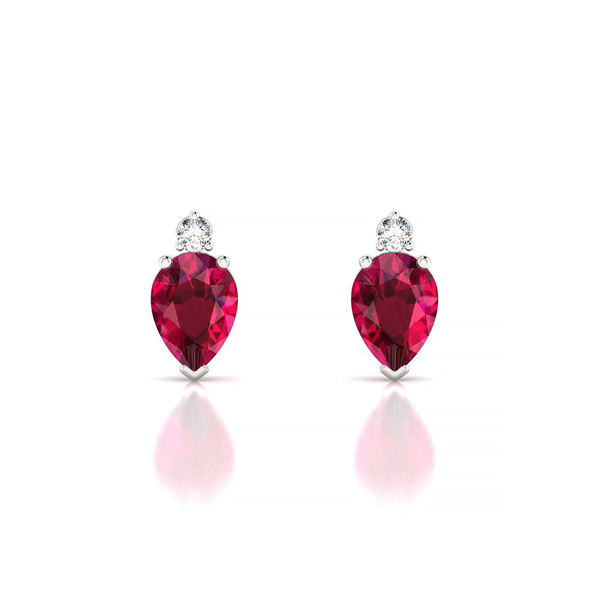 Sparkle | 18k White Gold 7 x 5 mm Pear Ruby Earrings