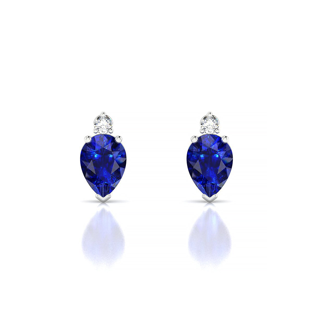 Sparkle | 18k White Gold 7 x 5 mm Pear Sapphire Earrings