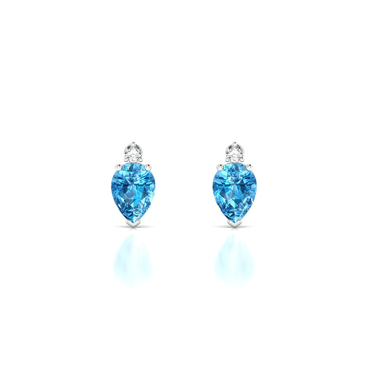 Sparkle | 18k White Gold 7 x 5 mm Pear Topaz Earrings