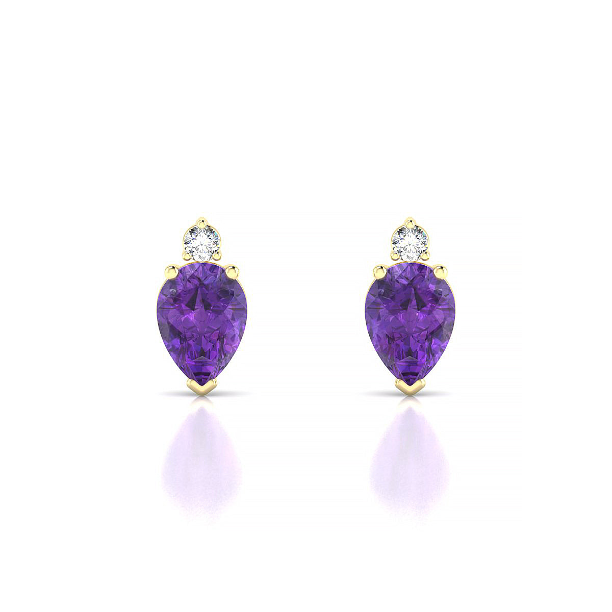 Sparkle | 18k Yellow Gold 7 x 5 mm Pear Amethyst Earrings