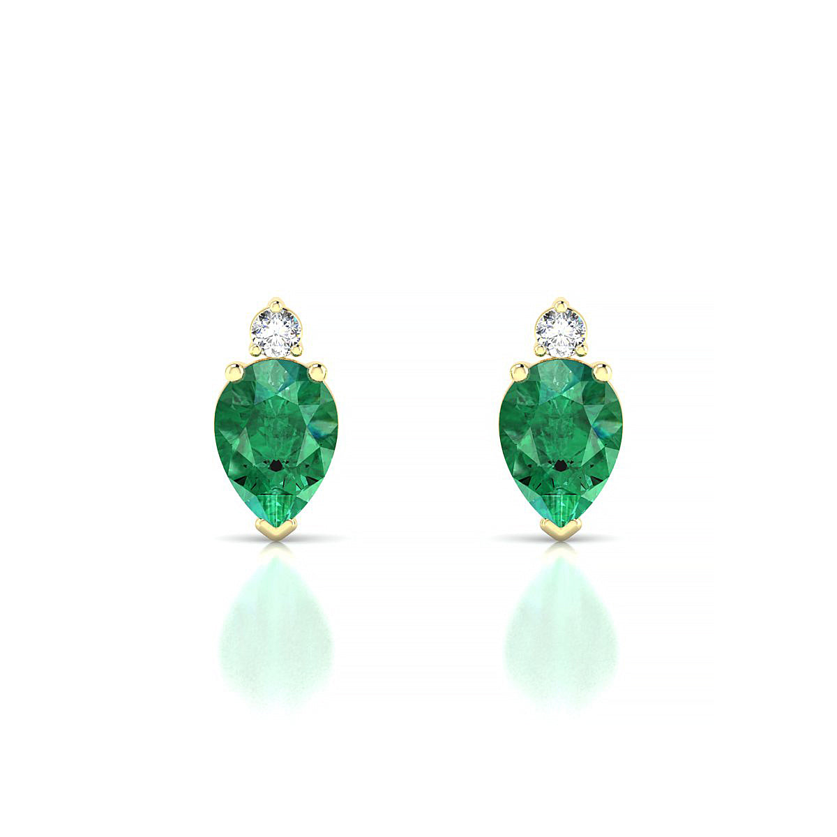 Sparkle | 18k Yellow Gold 7 x 5 mm Pear Emerald Earrings