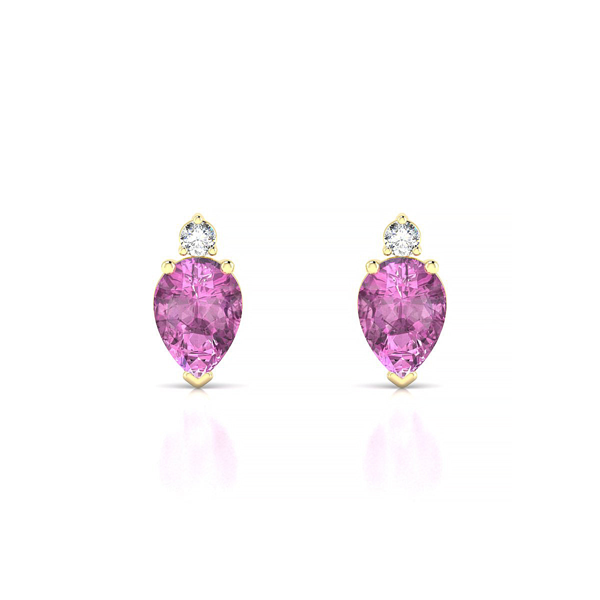 Sparkle | 18k Yellow Gold 7 x 5 mm Pear Pink Sapphire Earrings