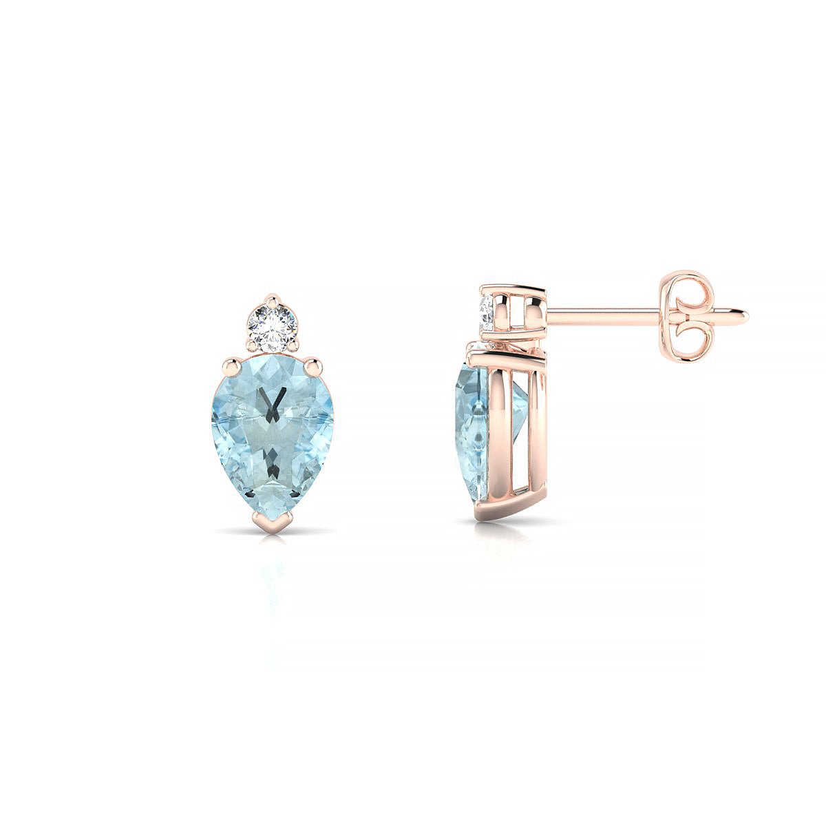 Sparkle | 18k Rose Gold 7 x 5 mm Pear Aquamarine Earrings