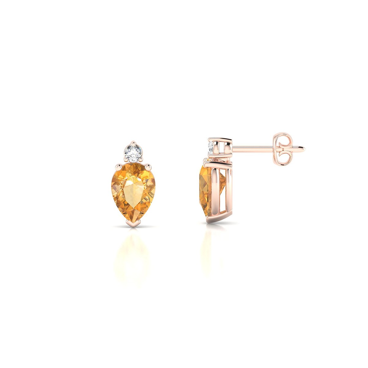 Sparkle | 18k Rose Gold 7 x 5 mm Pear Citrine Earrings