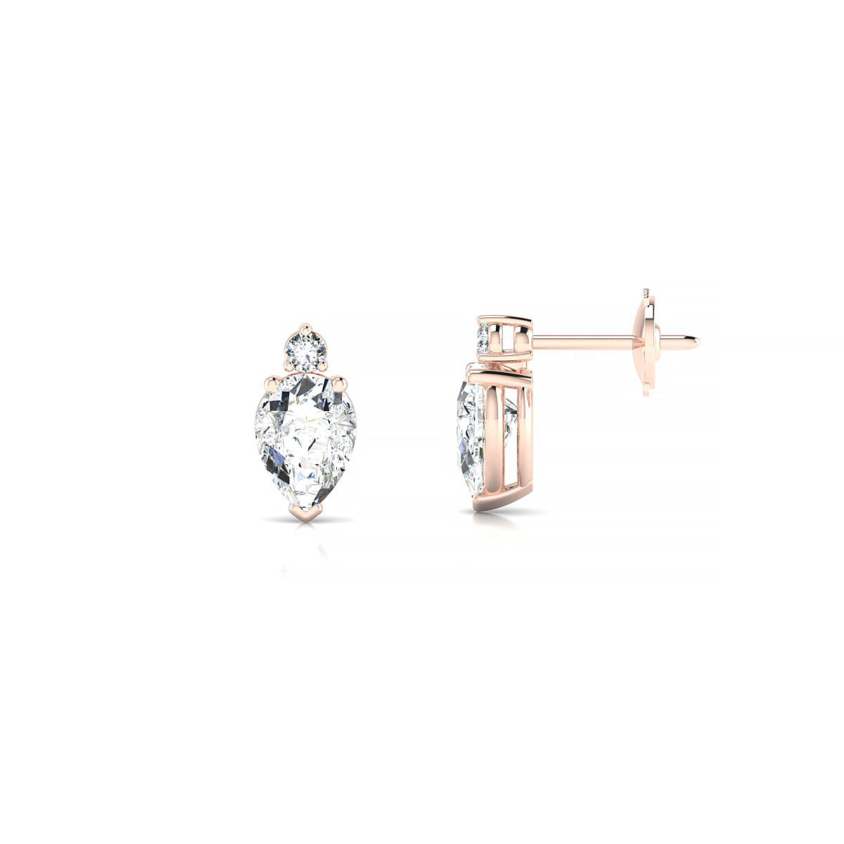 Sparkle | 18k Rose Gold 7 x 5 mm Pear Diamond Earrings