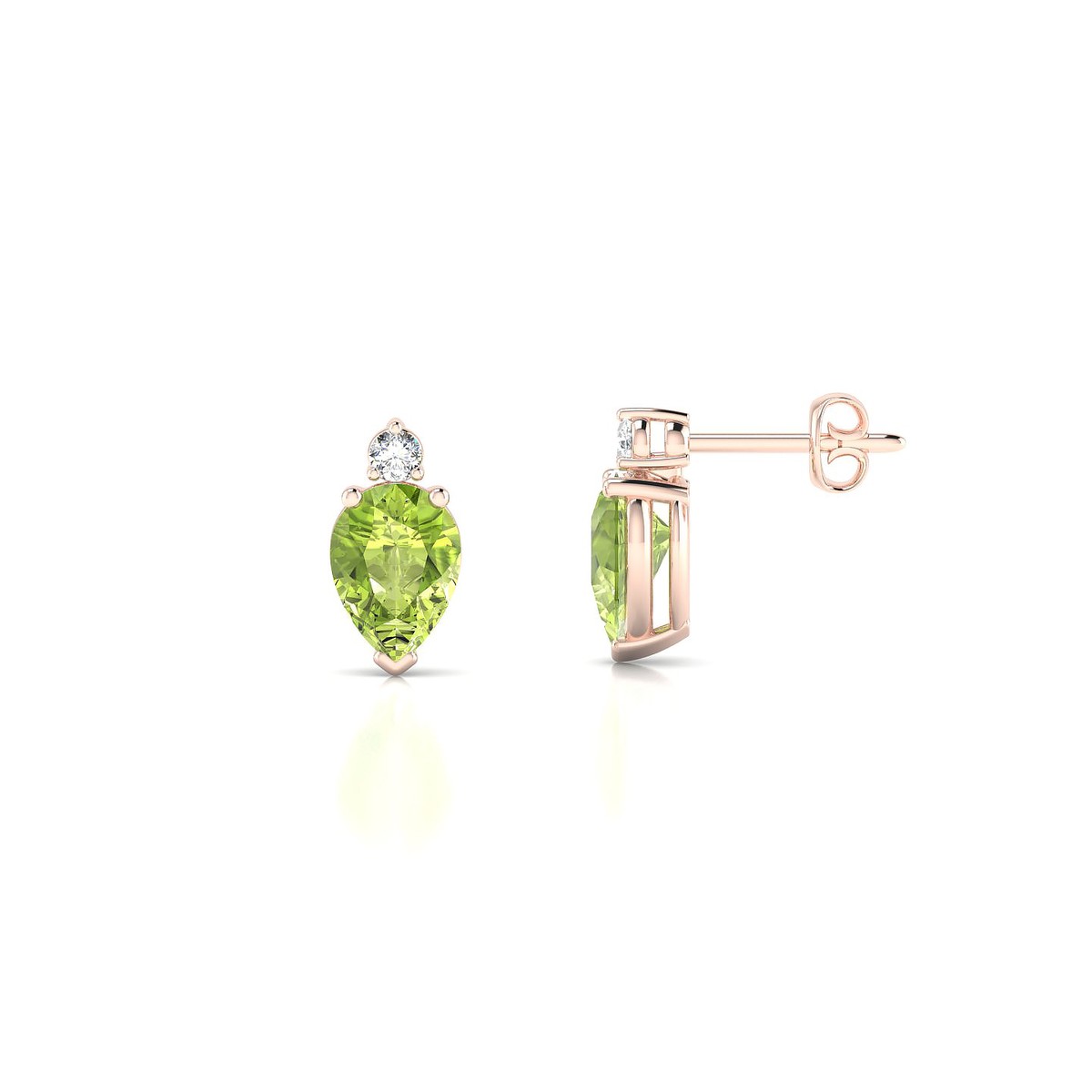 Sparkle | 18k Rose Gold 7 x 5 mm Pear Peridot Earrings