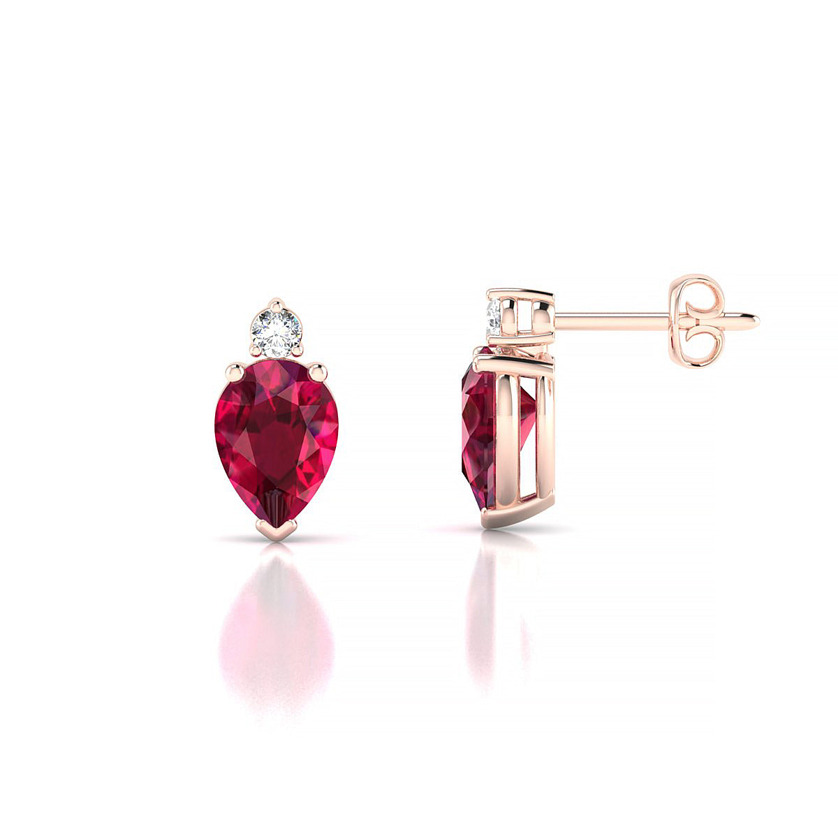 Sparkle | 18k Rose Gold 7 x 5 mm Pear Ruby Earrings