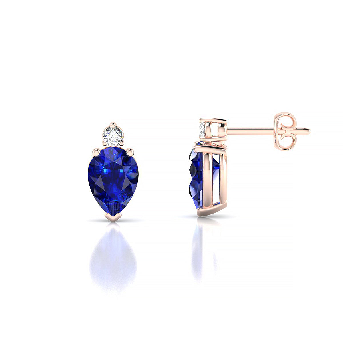 Sparkle | 18k Rose Gold 7 x 5 mm Pear Sapphire Earrings