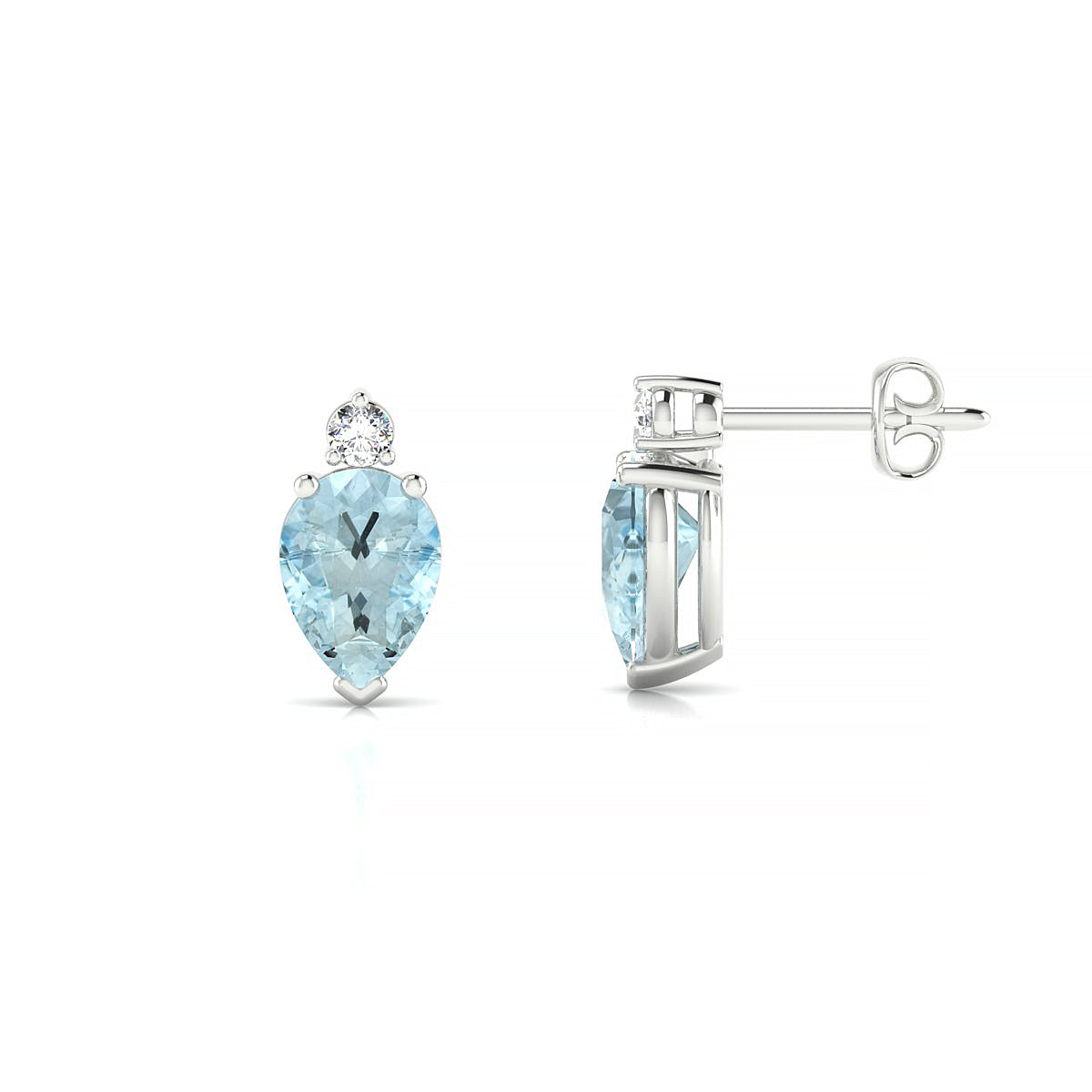 Sparkle | 18k White Gold 7 x 5 mm Pear Aquamarine Earrings