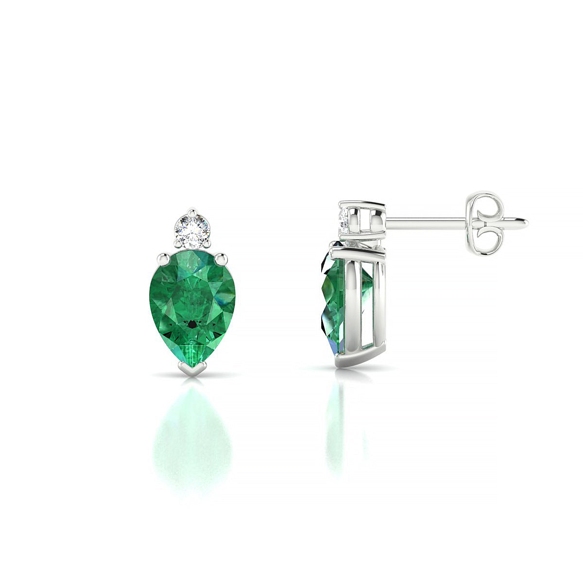 Sparkle | 18k White Gold 7 x 5 mm Pear Emerald Earrings