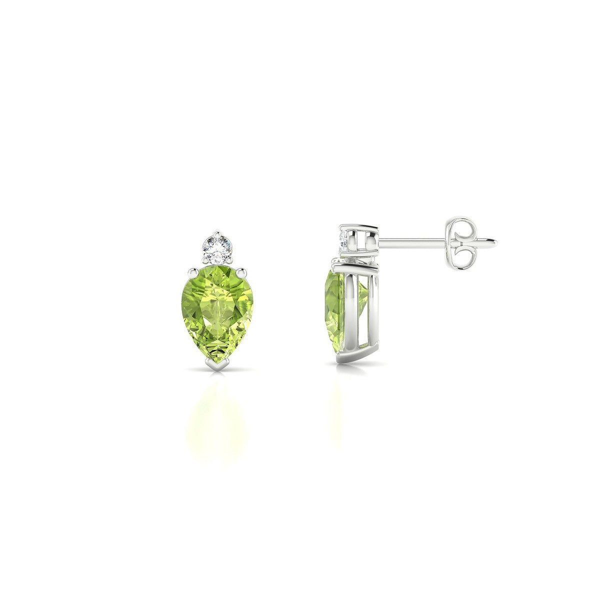 Sparkle | 18k White Gold 7 x 5 mm Pear Peridot Earrings