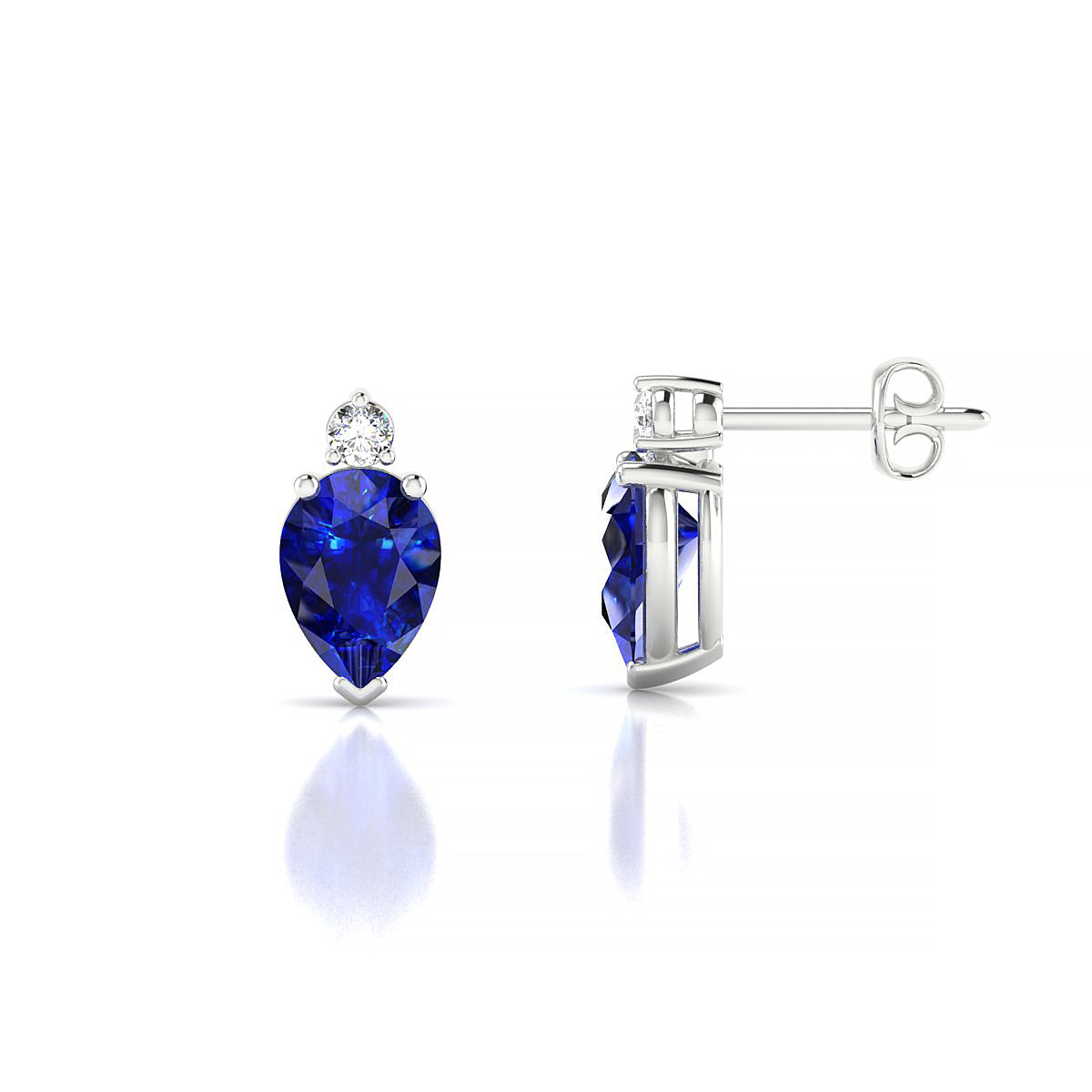 Sparkle | 18k White Gold 7 x 5 mm Pear Sapphire Earrings