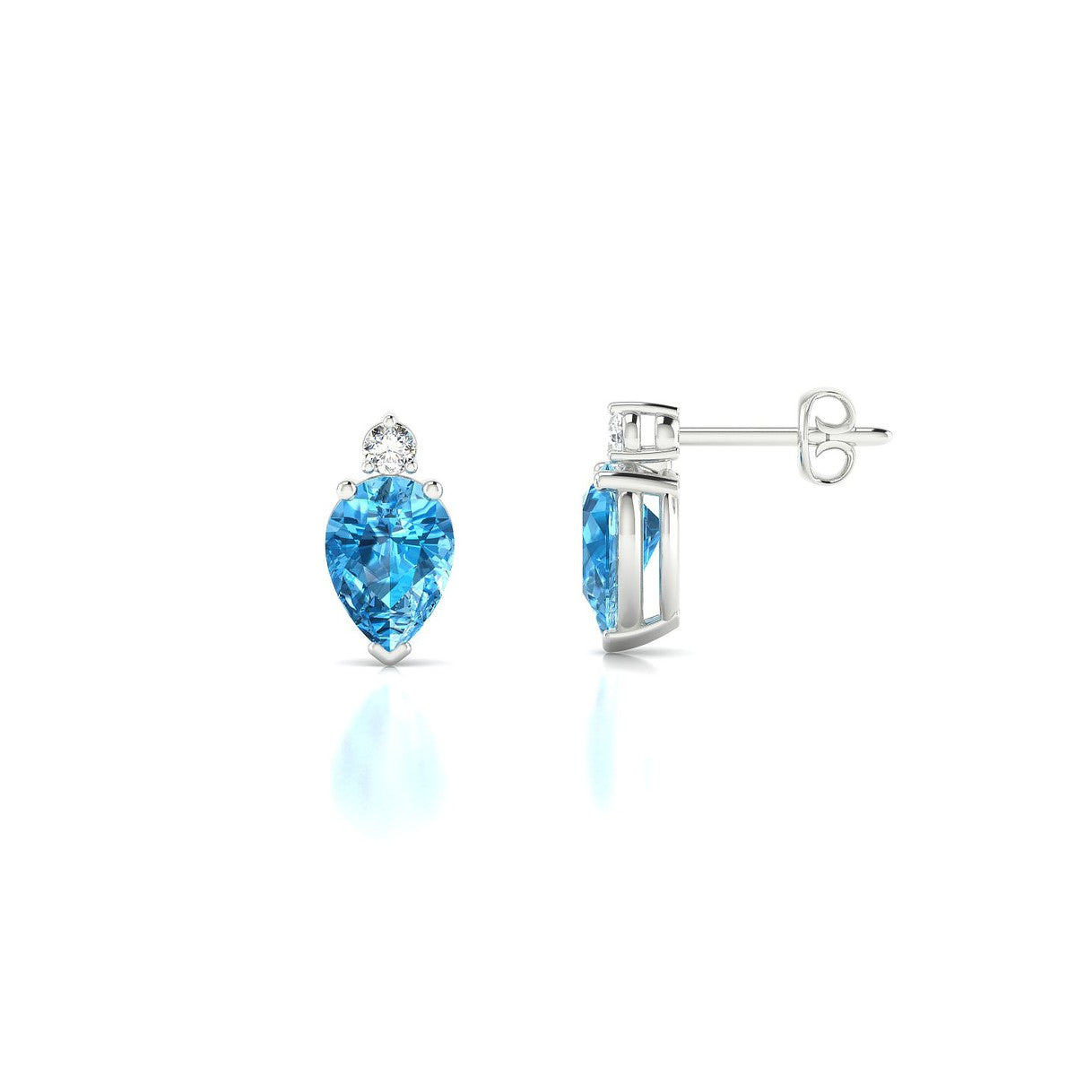 Sparkle | 18k White Gold 7 x 5 mm Pear Topaz Earrings