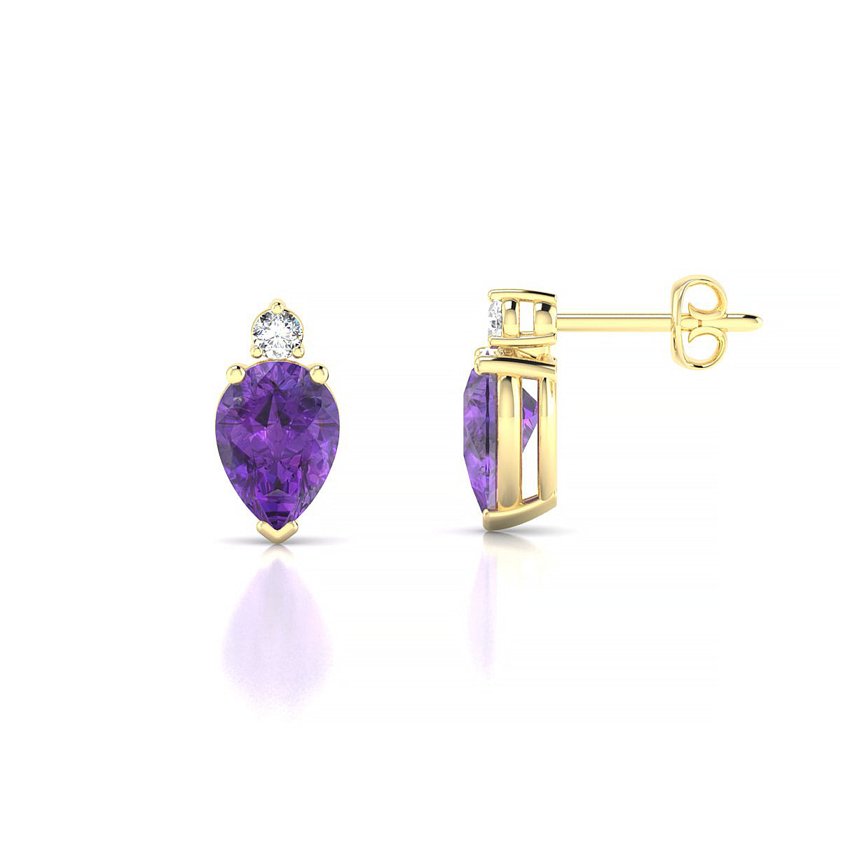 Sparkle | 18k Yellow Gold 7 x 5 mm Pear Amethyst Earrings