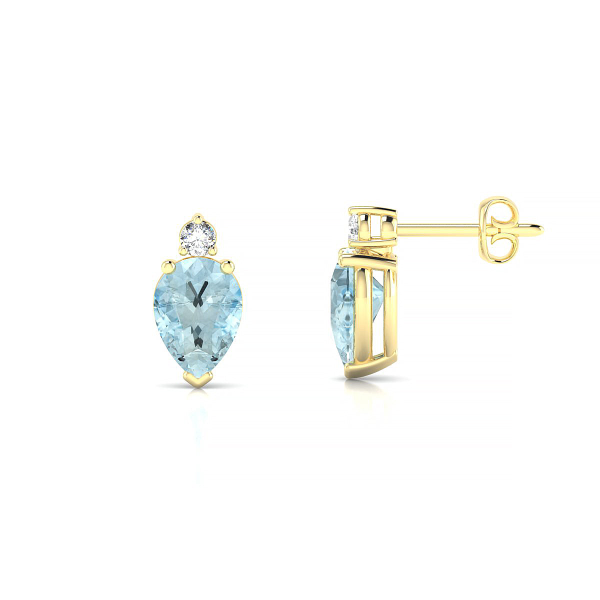 Sparkle | 18k Yellow Gold 7 x 5 mm Pear Aquamarine Earrings