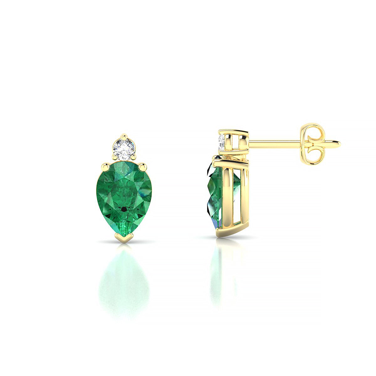 Sparkle | 18k Yellow Gold 7 x 5 mm Pear Emerald Earrings