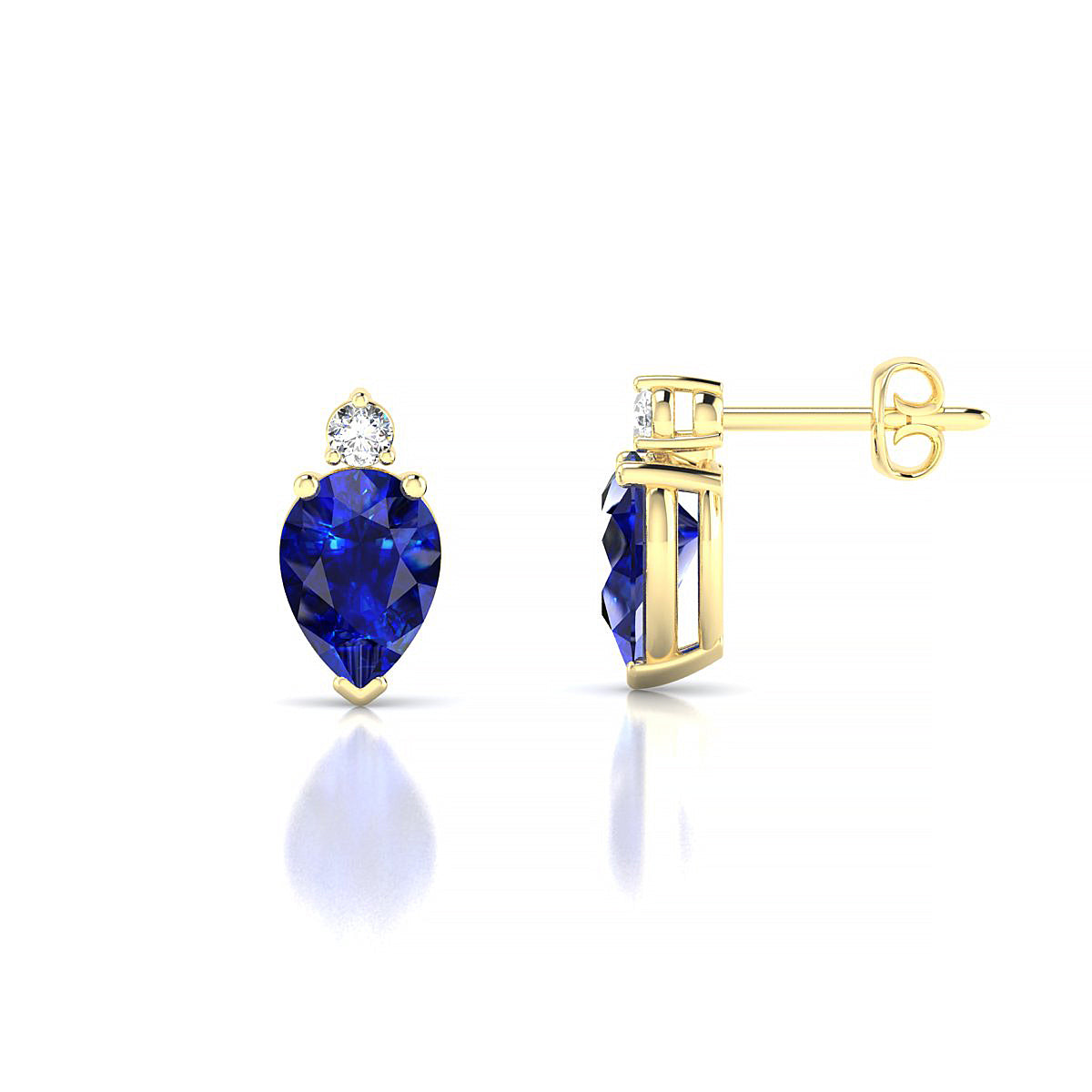 Sparkle | 18k Yellow Gold 7 x 5 mm Pear Sapphire Earrings