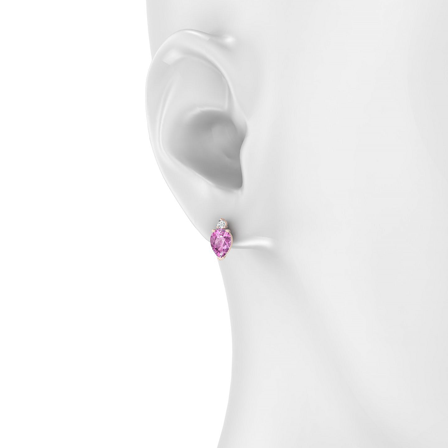 Sparkle | 18k Rose Gold 7 x 5 mm Pear Pink Sapphire Earrings