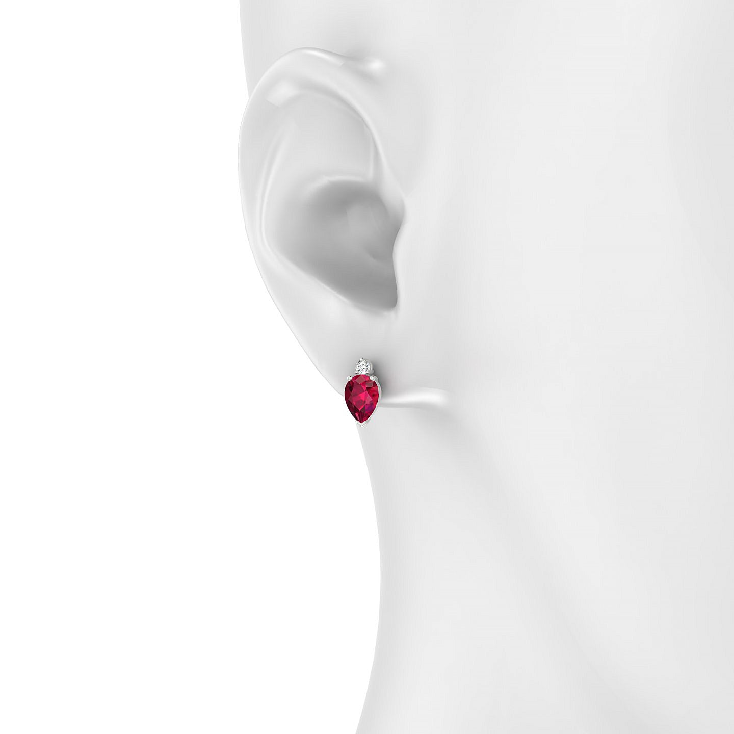 Sparkle | 18k White Gold 7 x 5 mm Pear Ruby Earrings