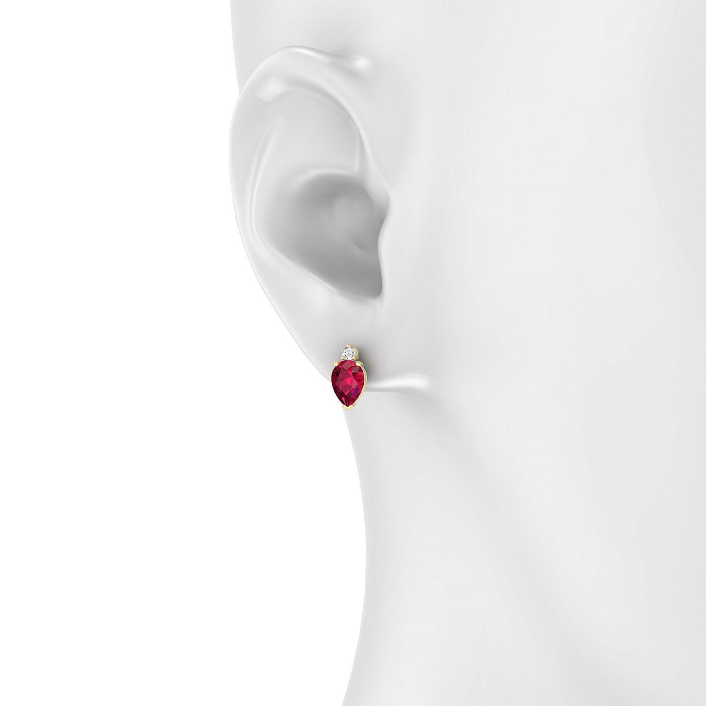 Sparkle | 18k Yellow Gold 7 x 5 mm Pear Ruby Earrings