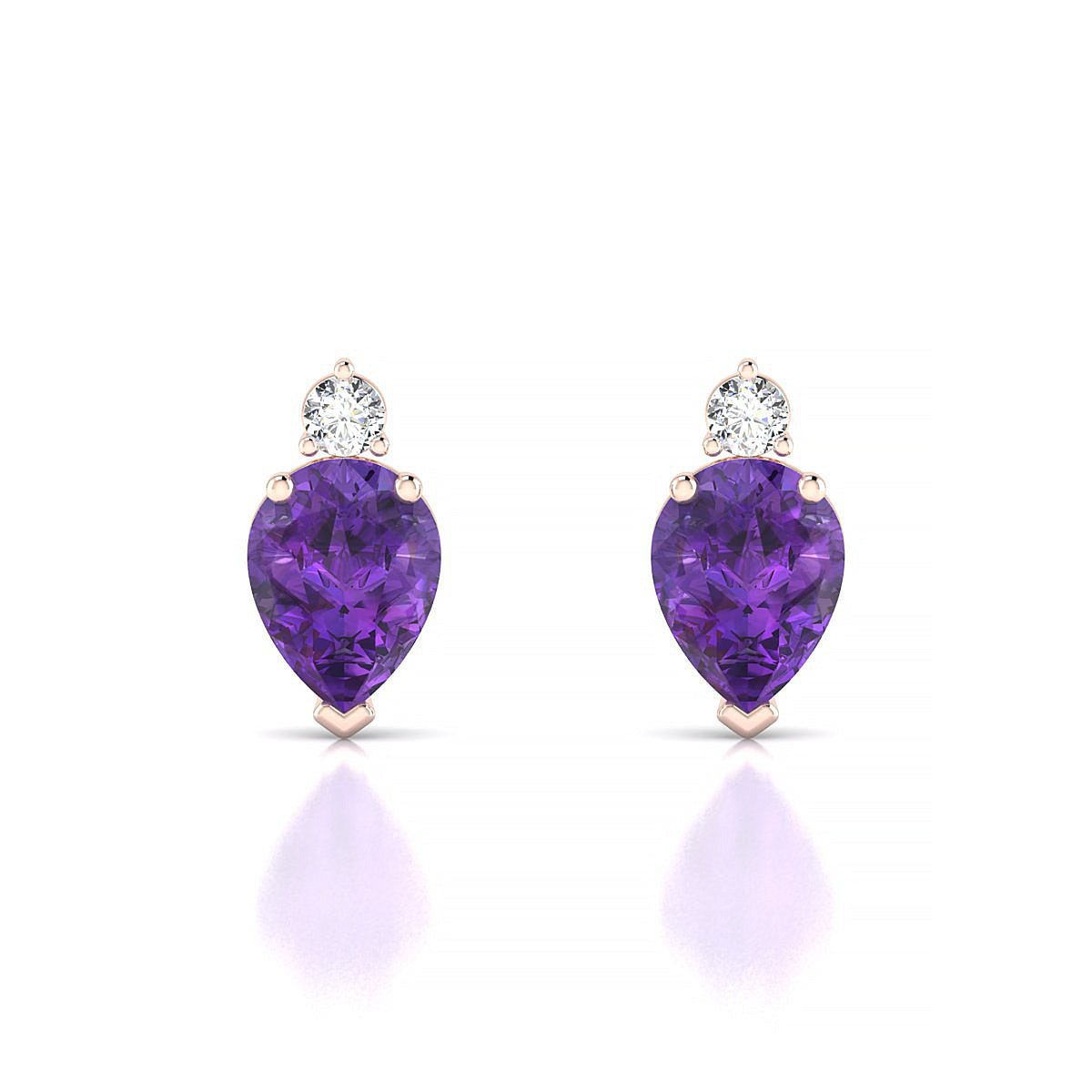 Sparkle | 18k Rose Gold 8 x 6 mm Pear Amethyst Earrings