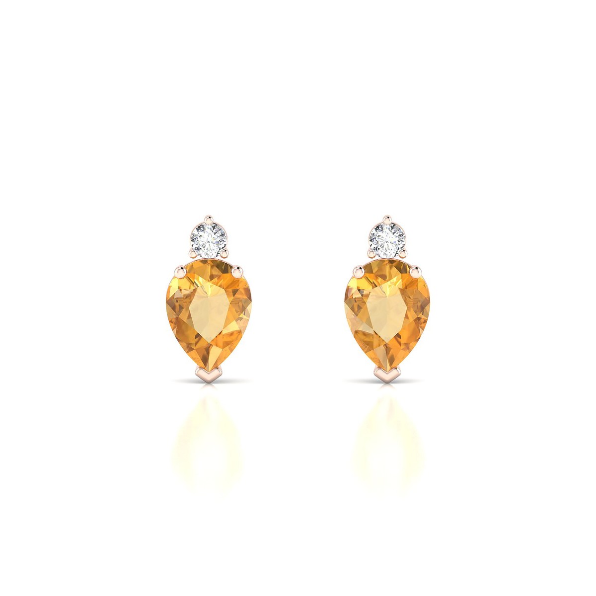 Sparkle | 18k Rose Gold 8 x 6 mm Pear Citrine Earrings