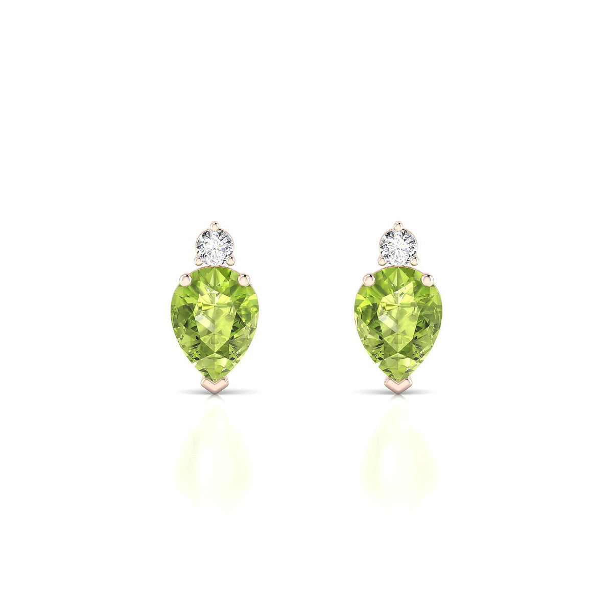 Sparkle | 18k Rose Gold 8 x 6 mm Pear Peridot Earrings