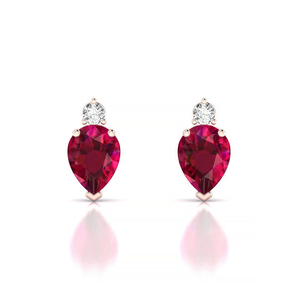 Sparkle | 18k Rose Gold 8 x 6 mm Pear Ruby Earrings