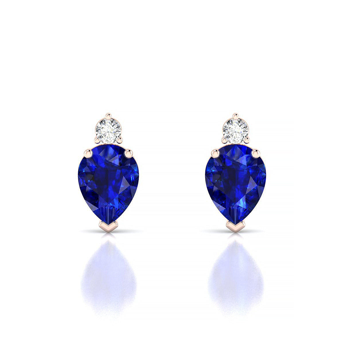 Sparkle | 18k Rose Gold 8 x 6 mm Pear Sapphire Earrings