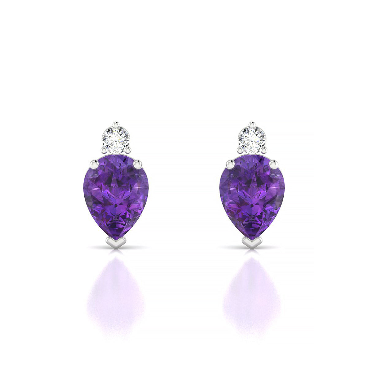 Sparkle | 18k White Gold 8 x 6 mm Pear Amethyst Earrings