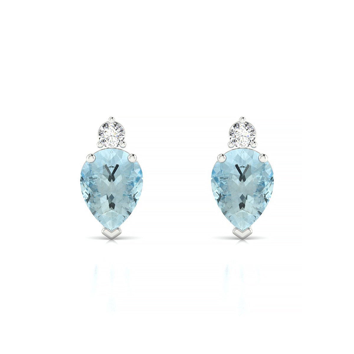 Sparkle | 18k White Gold 8 x 6 mm Pear Aquamarine Earrings