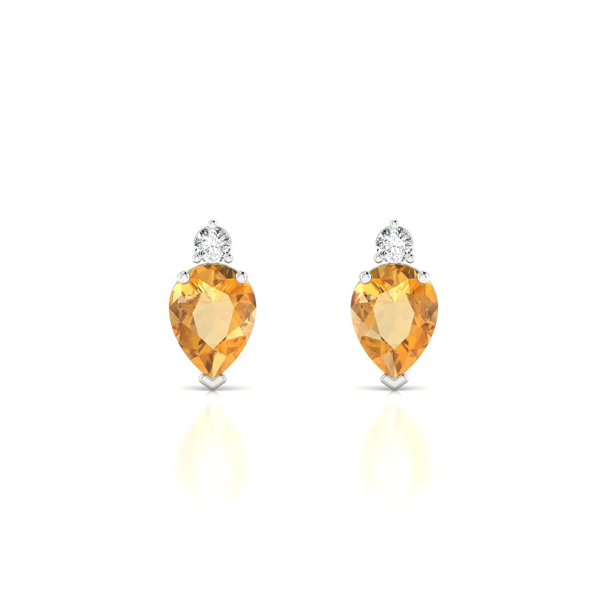 Sparkle | 18k White Gold 8 x 6 mm Pear Citrine Earrings