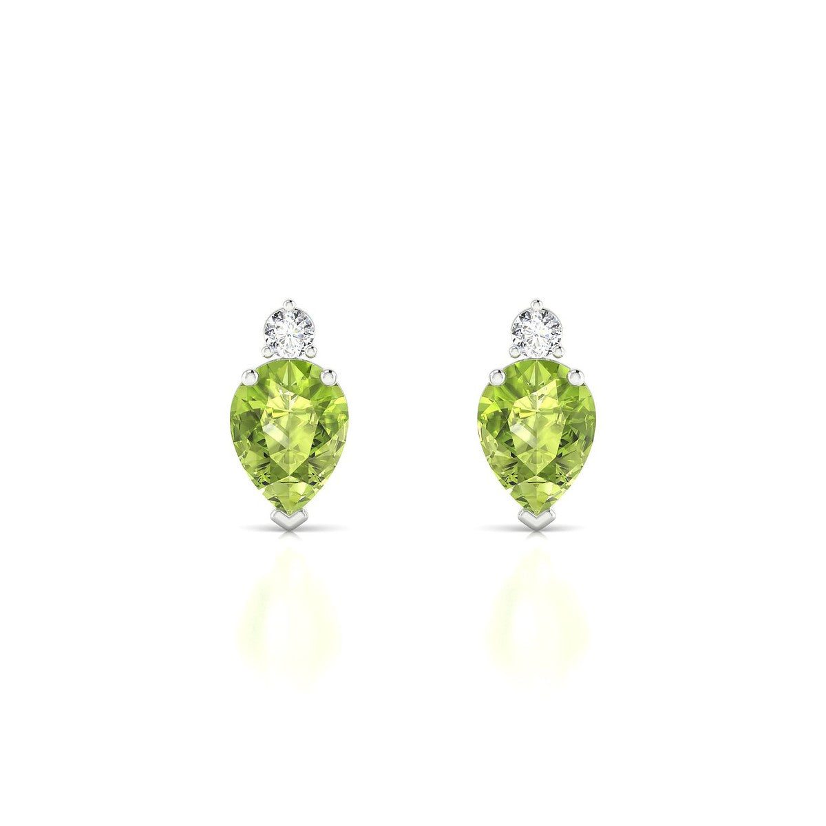Sparkle | 18k White Gold 8 x 6 mm Pear Peridot Earrings