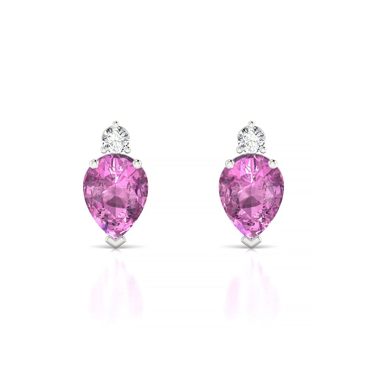 Sparkle | 18k White Gold 8 x 6 mm Pear Pink Sapphire Earrings