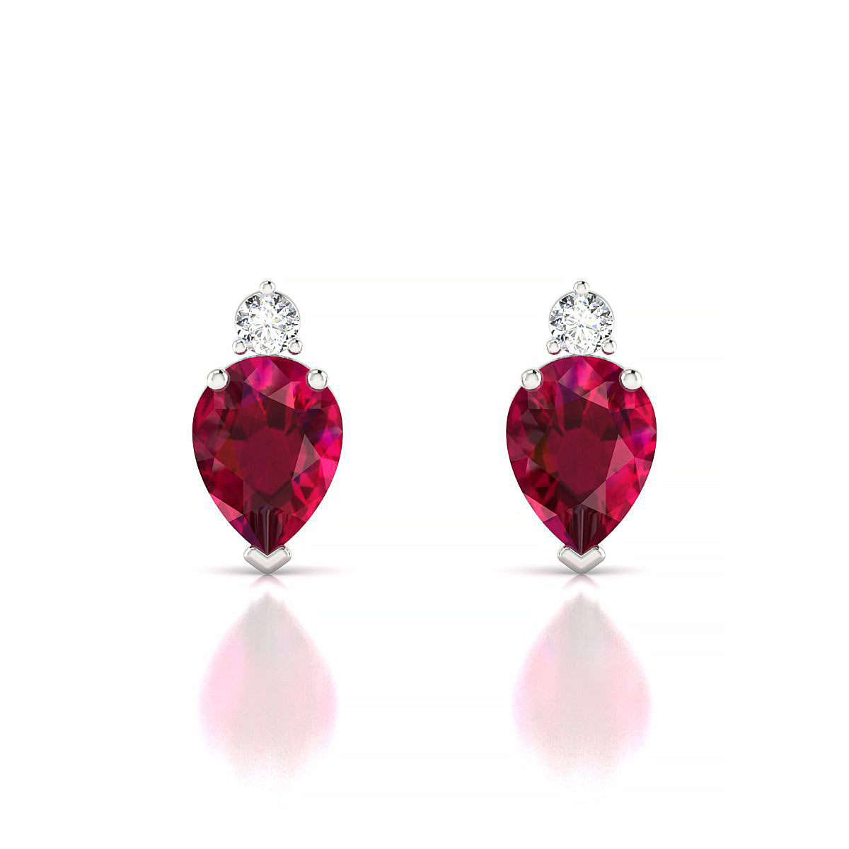 Sparkle | 18k White Gold 8 x 6 mm Pear Ruby Earrings