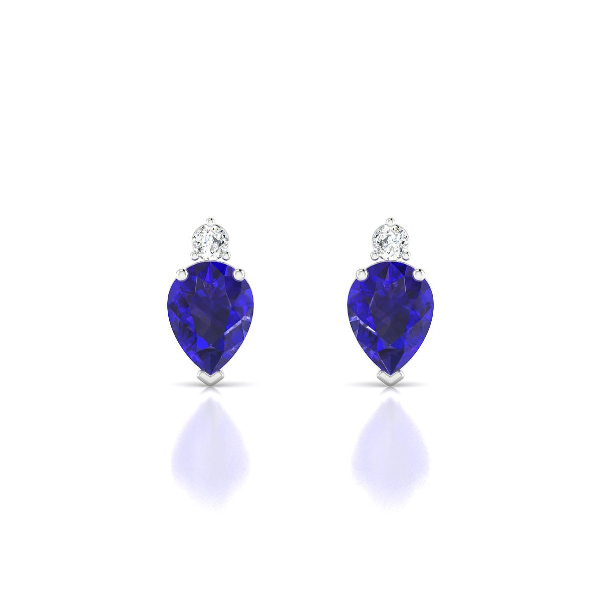 Sparkle | 18k White Gold 8 x 6 mm Pear Tanzanite Earrings