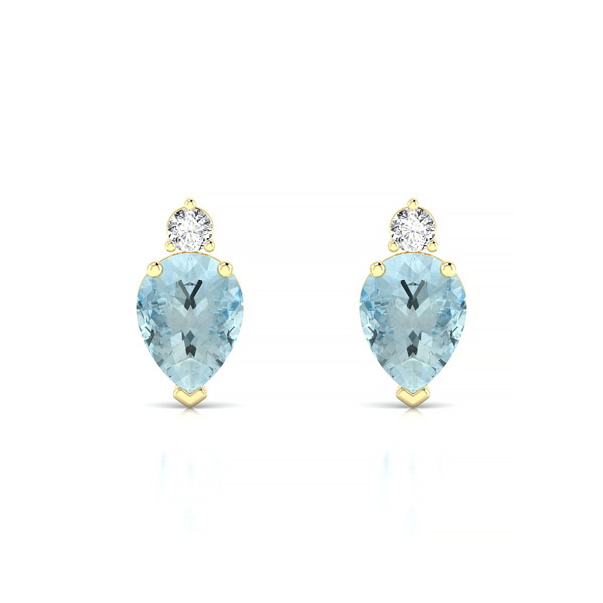 Sparkle | 18k Yellow Gold 8 x 6 mm Pear Aquamarine Earrings