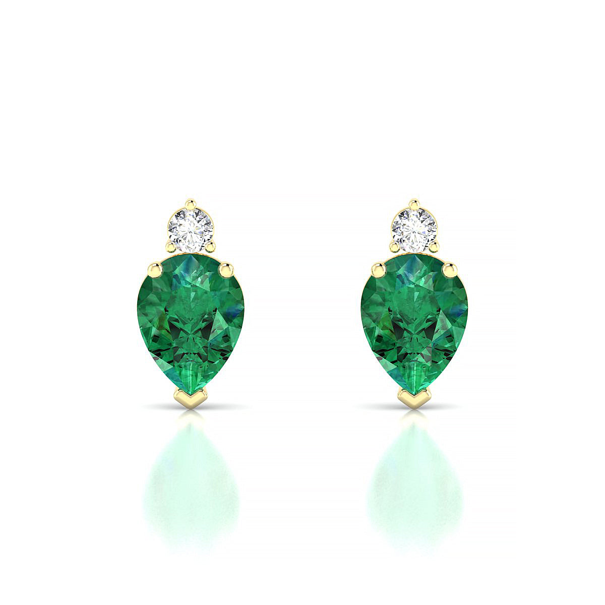 Sparkle | 18k Yellow Gold 8 x 6 mm Pear Emerald Earrings