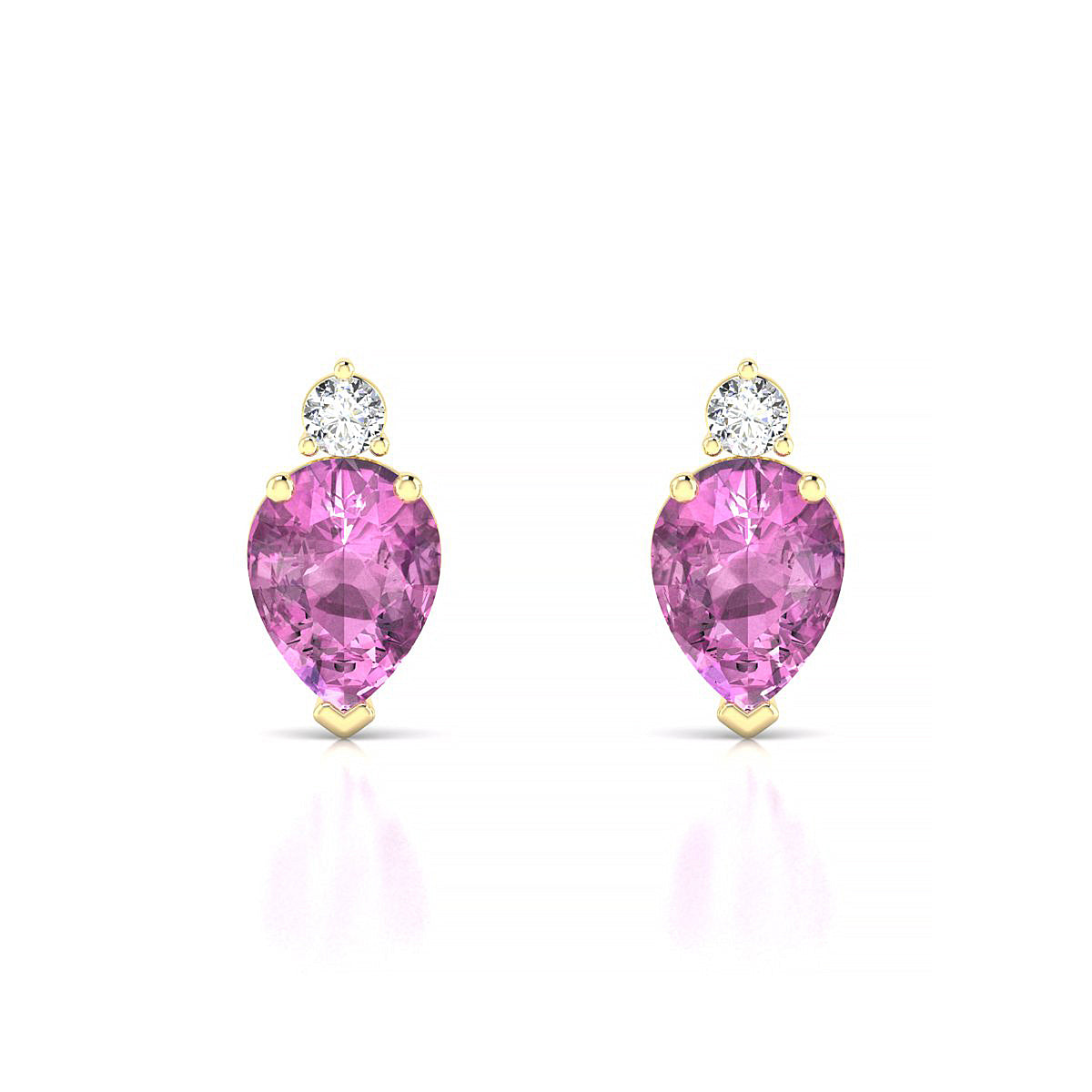 Sparkle | 18k Yellow Gold 8 x 6 mm Pear Pink Sapphire Earrings