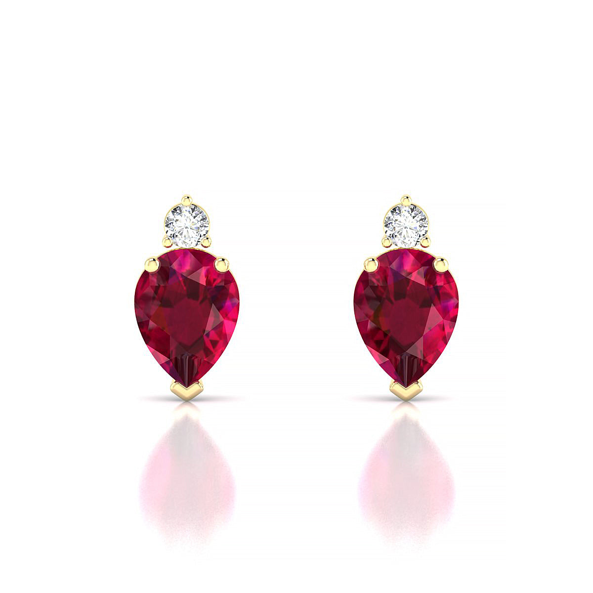 Sparkle | 18k Yellow Gold 8 x 6 mm Pear Ruby Earrings