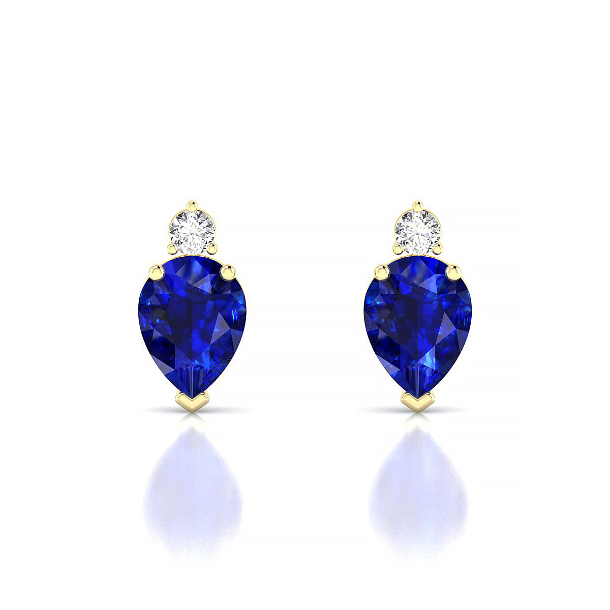 Sparkle | 18k Yellow Gold 8 x 6 mm Pear Sapphire Earrings