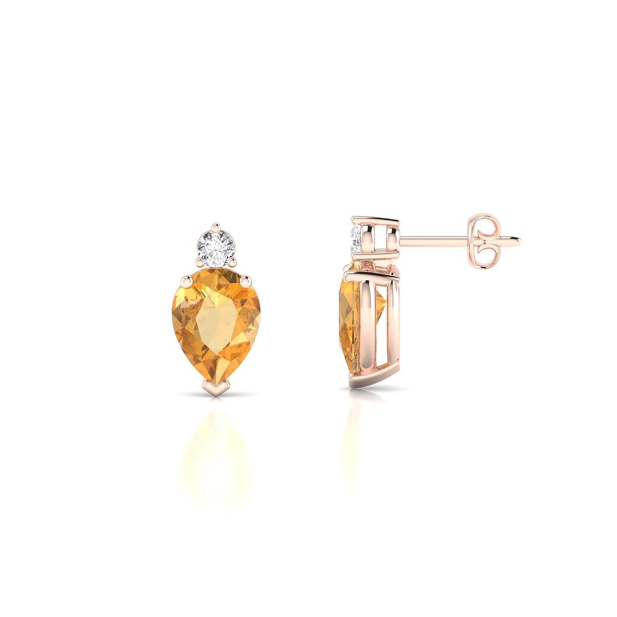 Sparkle | 18k Rose Gold 8 x 6 mm Pear Citrine Earrings