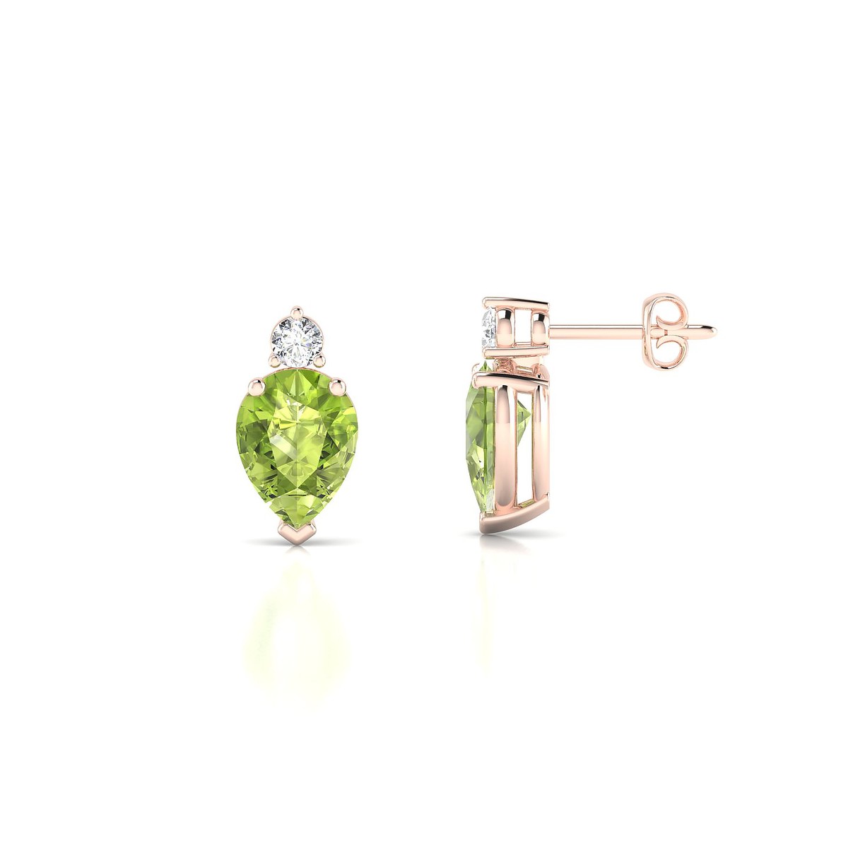 Sparkle | 18k Rose Gold 8 x 6 mm Pear Peridot Earrings