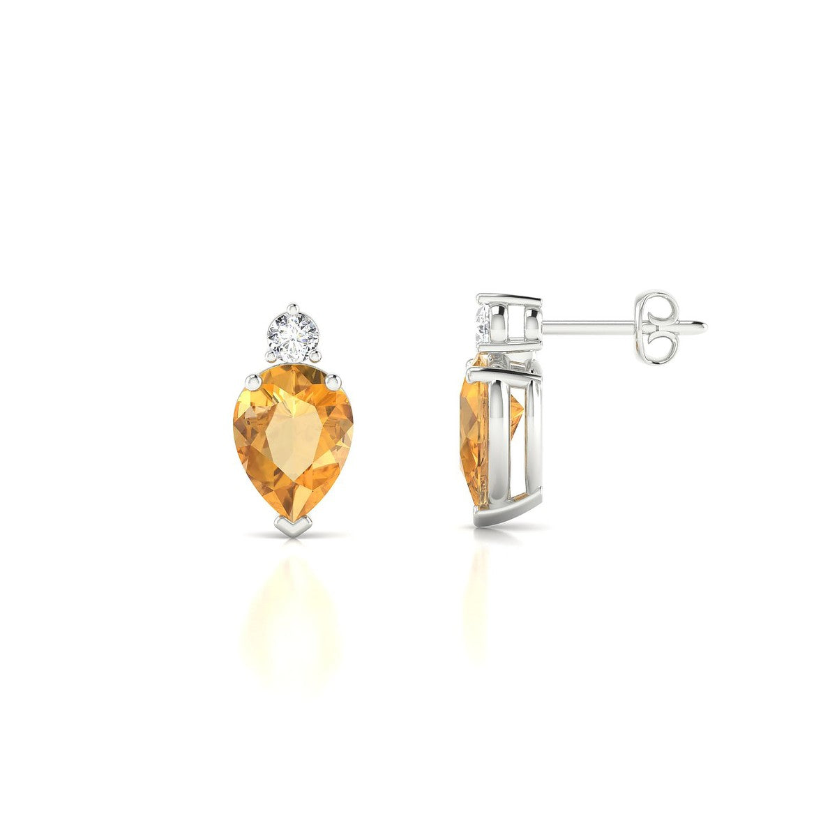 Sparkle | 18k White Gold 8 x 6 mm Pear Citrine Earrings