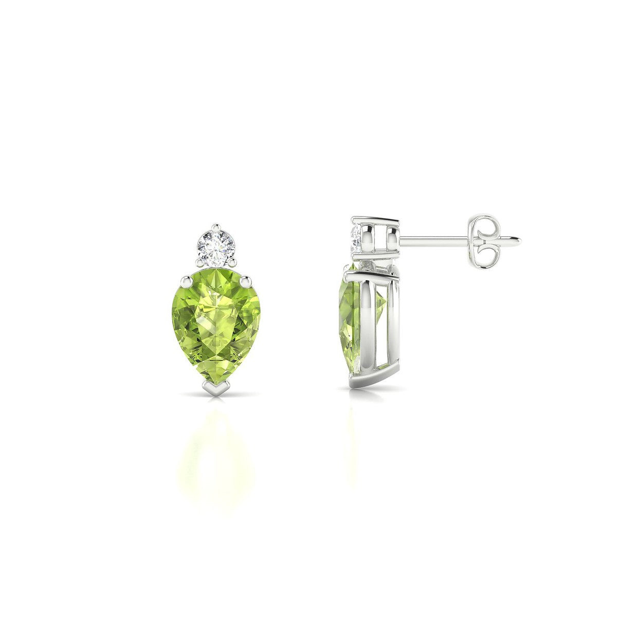 Sparkle | 18k White Gold 8 x 6 mm Pear Peridot Earrings