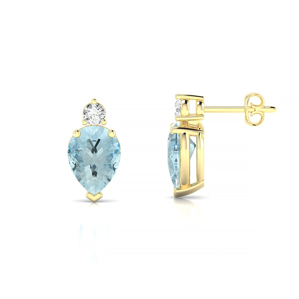 Sparkle | 18k Yellow Gold 8 x 6 mm Pear Aquamarine Earrings