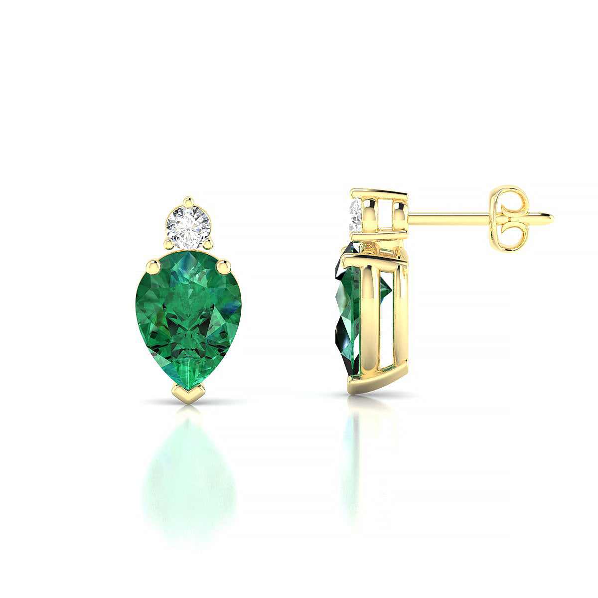 Sparkle | 18k Yellow Gold 8 x 6 mm Pear Emerald Earrings