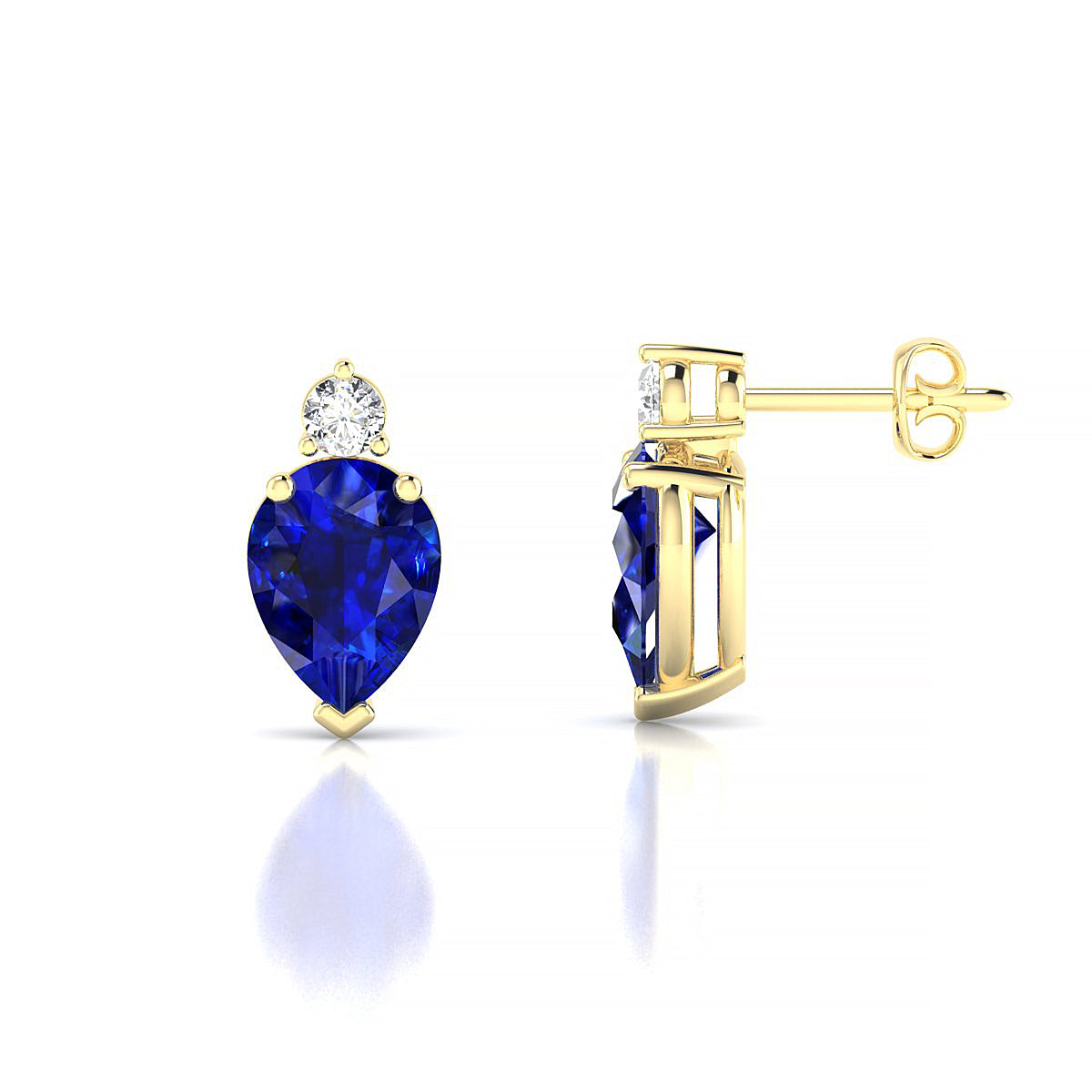 Sparkle | 18k Yellow Gold 8 x 6 mm Pear Sapphire Earrings